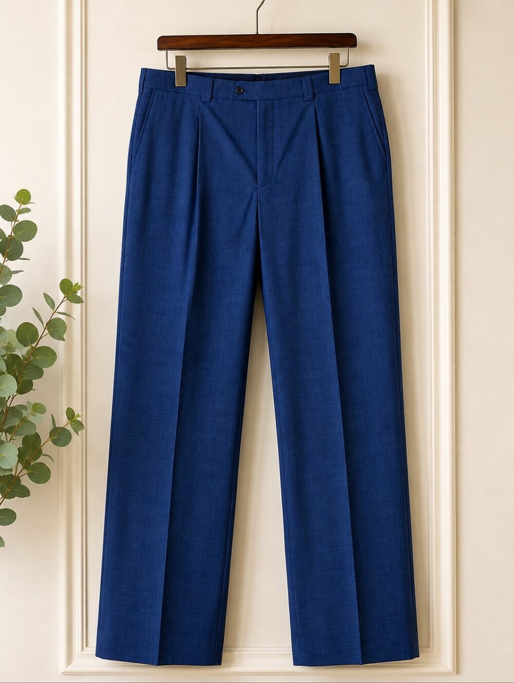 Steve Harvey Dress Pants 46x32 Blue Flat Front Career Slacks Mens